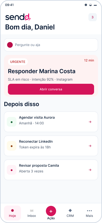 Sendd — Saiba por onde começar. Versão para celular.